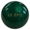 Epic Emerald Be Epic bowling ball showing the gold Be Epic logo