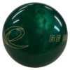 Epic Emerald Be Epic bowling ball angled to show the e and Be Epic logos