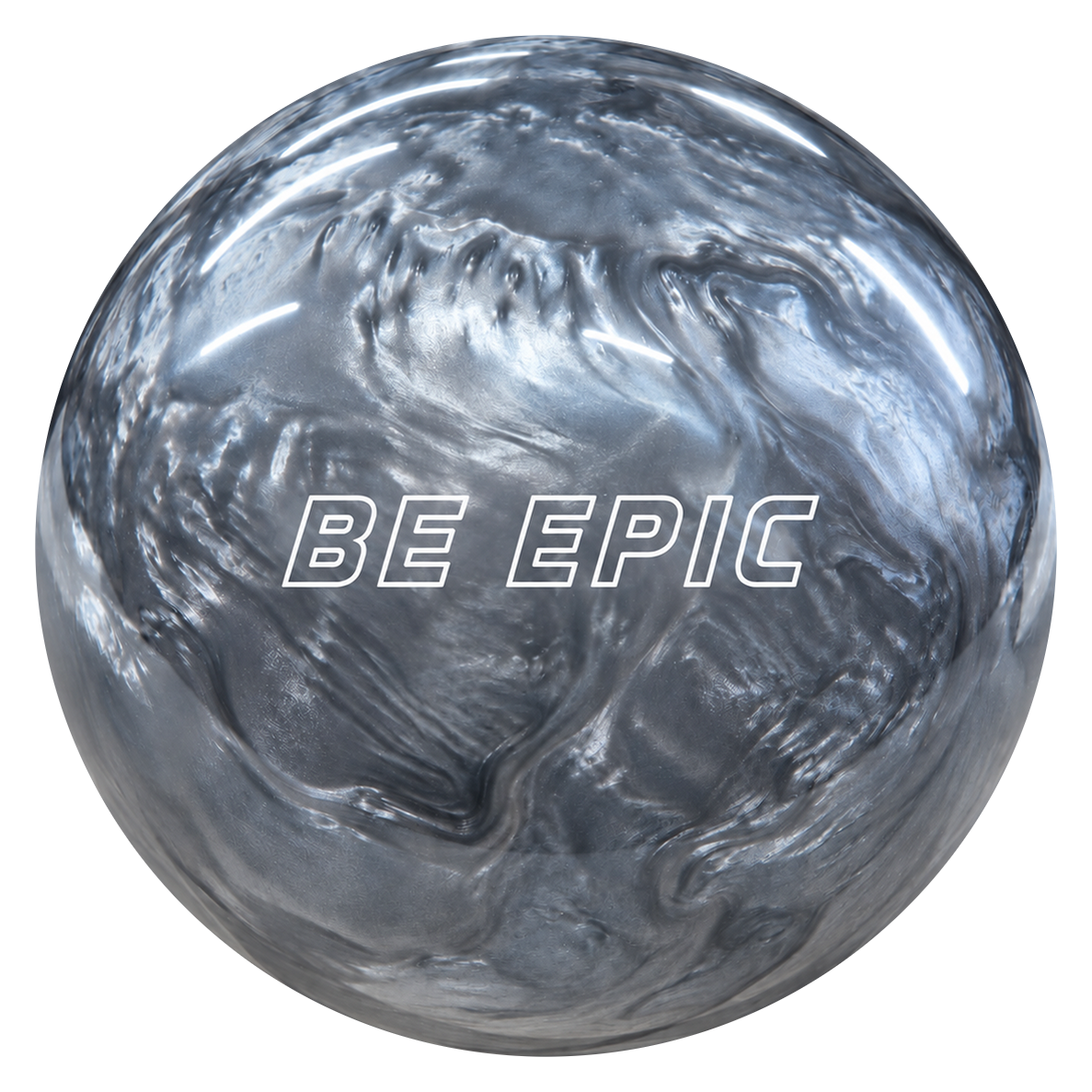 Epic Pin Ball Be Epic bowling ball showing the white Be Epic logo