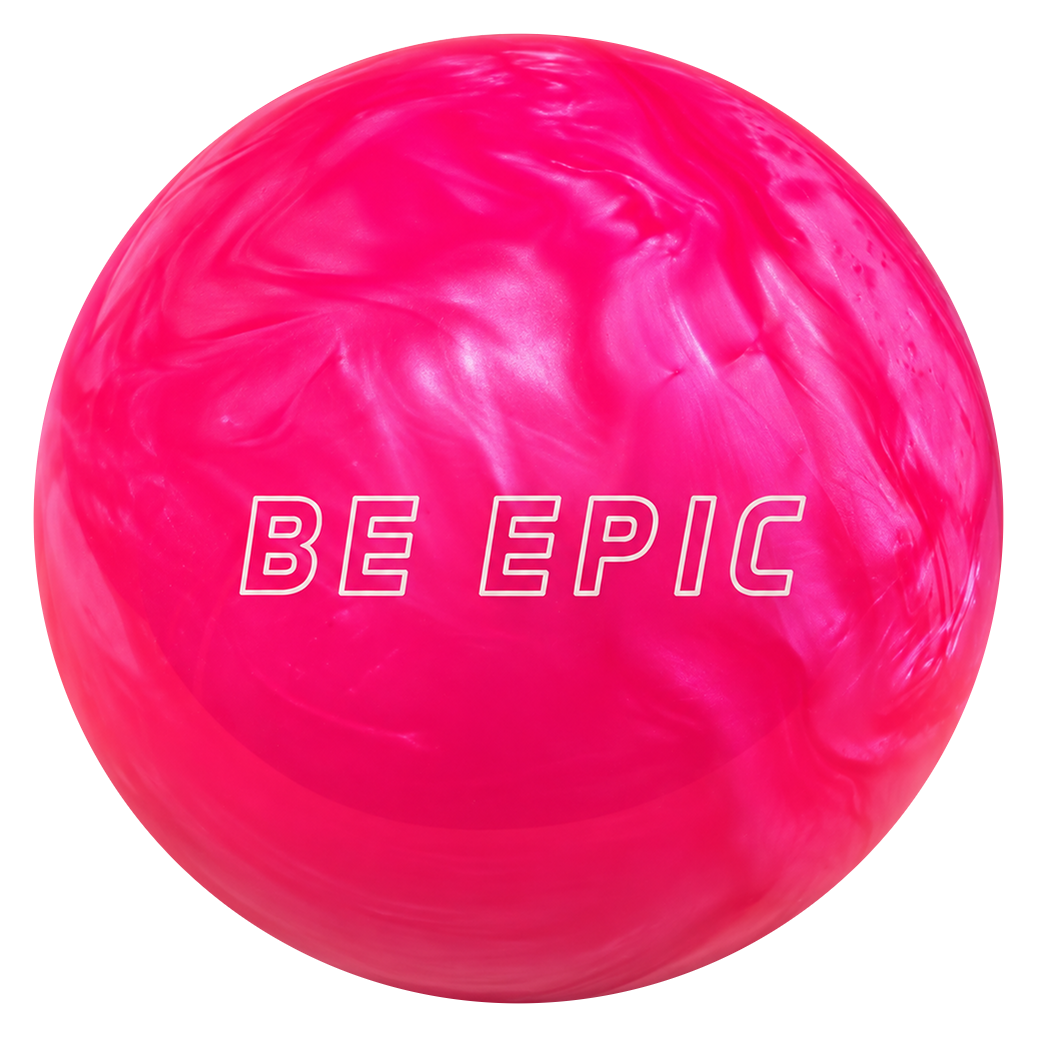 Epic Hot Pink Be Epic bowling ball showing the white Be Epic logo